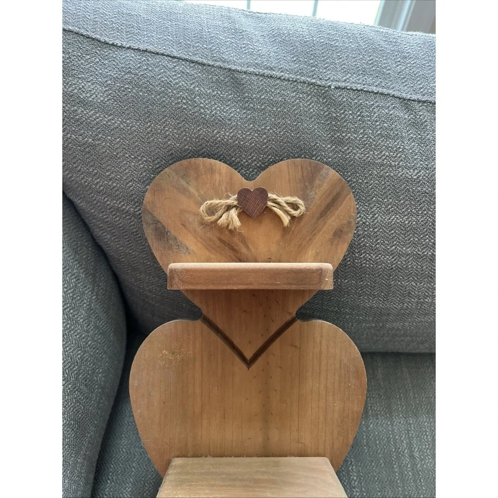 Vintage 3 Tier Wooden Heart Shaped Wall Shelf W/Peg Cottagecore Granny